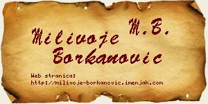 Milivoje Borkanović vizit kartica